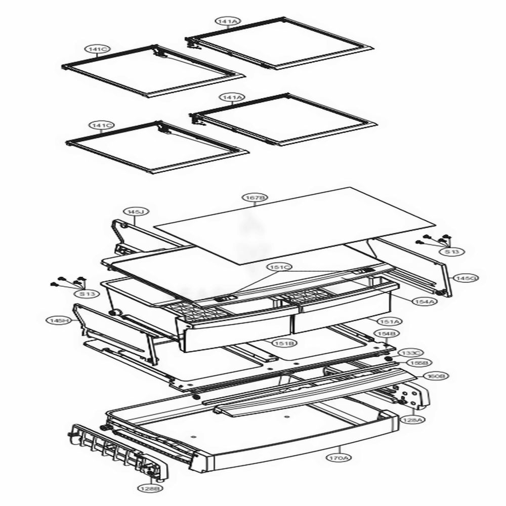 Refrigerator Parts Diagram and Parts List for 71329 AWBCSE1 LG Refrigerator