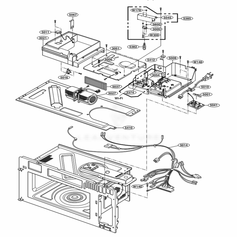 Interior Parts 2 Diagram and Parts List for UPMC3084ST CSBESGN LG Microwave