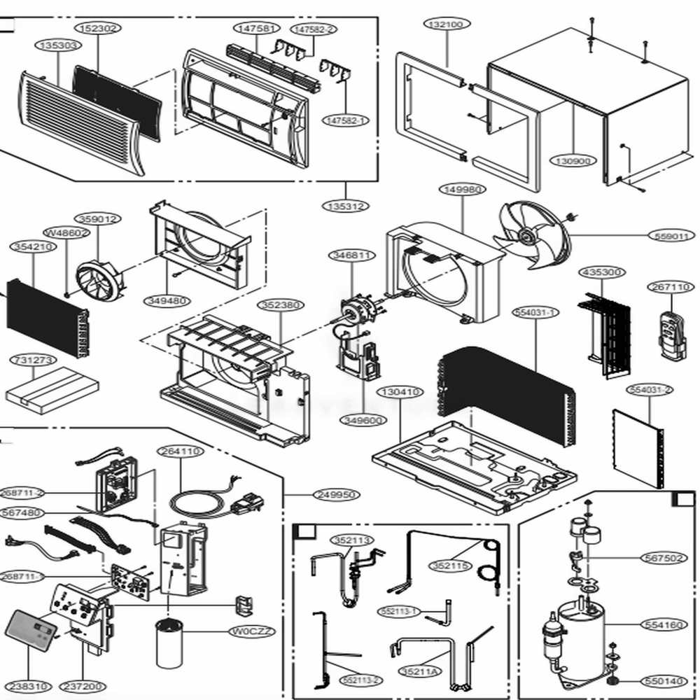 Main Diagram and Parts List for LT1036CER AC3AUSB LG Air Conditioner