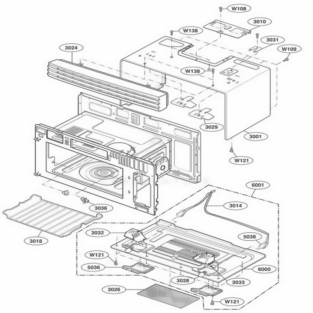 Oven Cavity Parts Diagram and Parts List for LMV1915NV AWHELGA LG Range