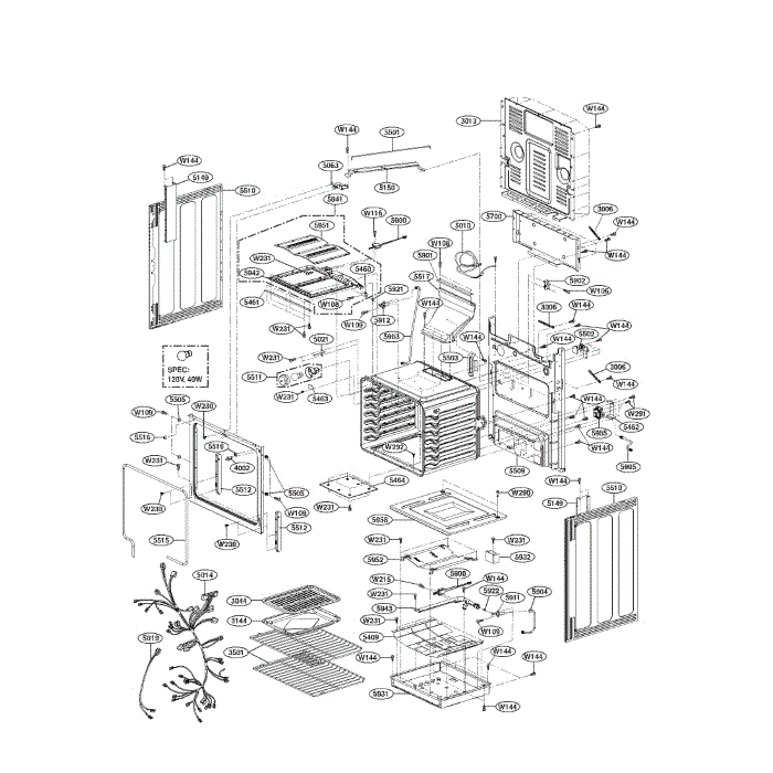 Cavity Diagram and Parts List for LRG3093SB 00 LG Range