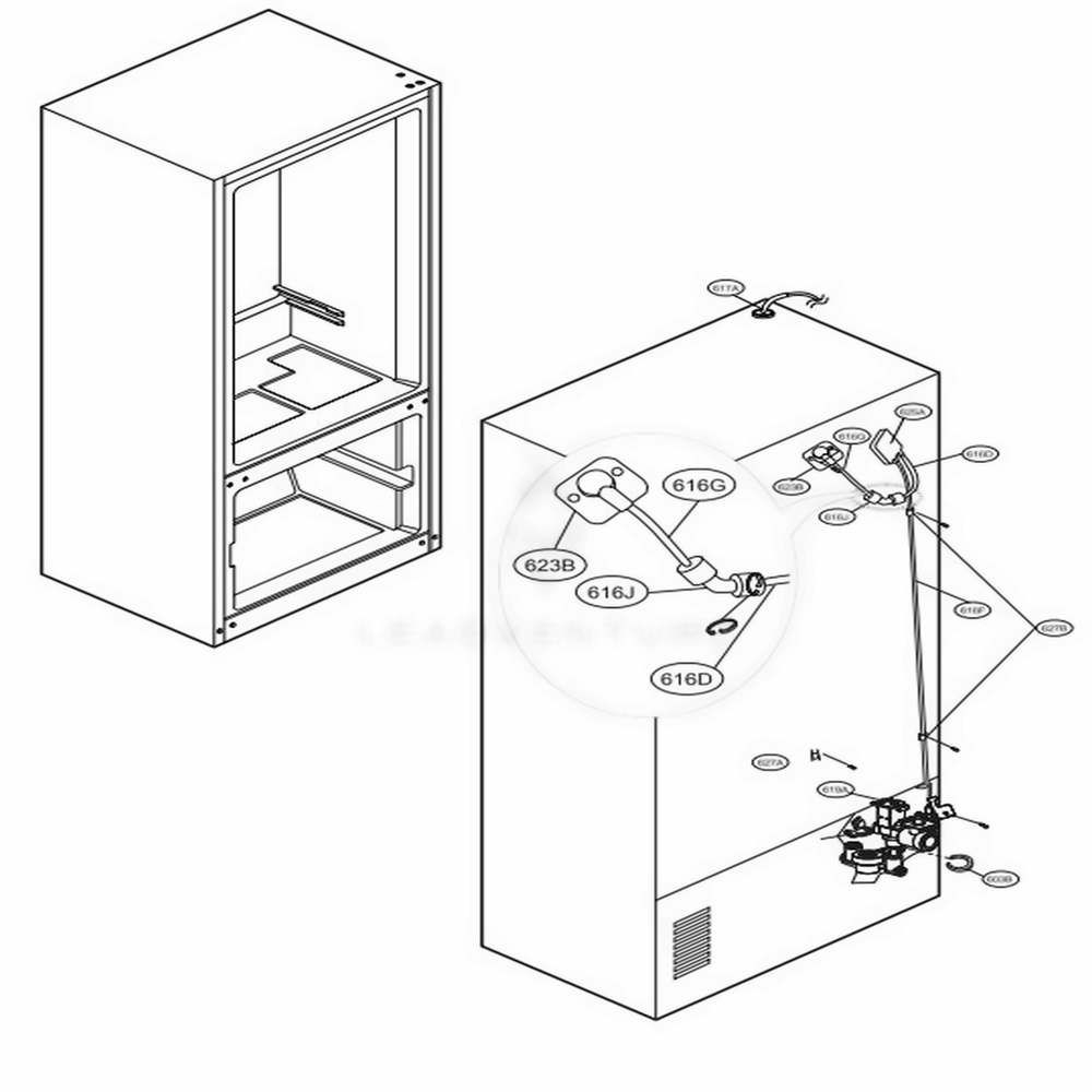 Valve And Water Tube Parts Diagram and Parts List for LFX25974ST ASTCNA5 LG Refrigerator