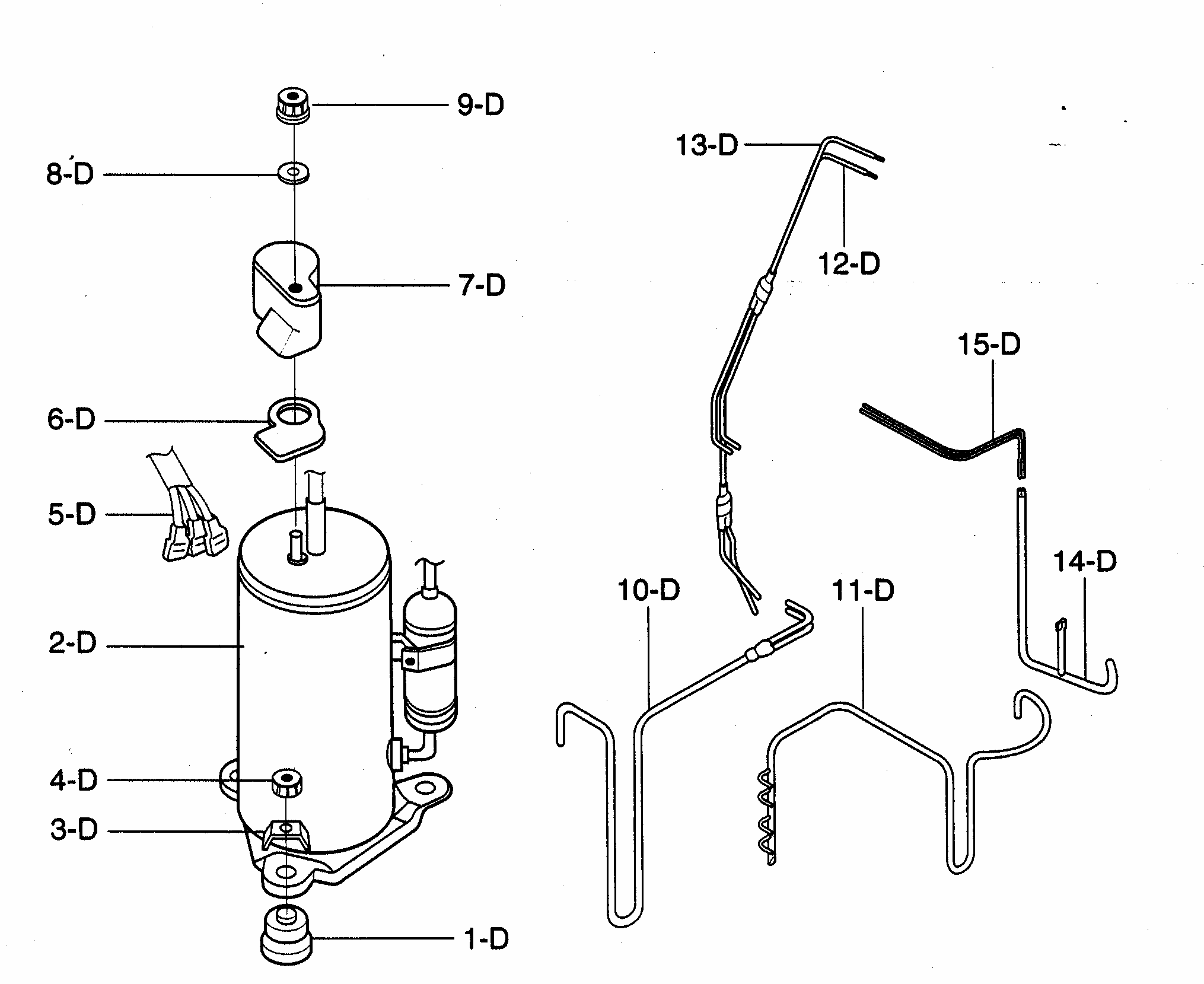 Compressor Parts Diagram and Parts List for 58075184500  Kenmore Air Conditioner