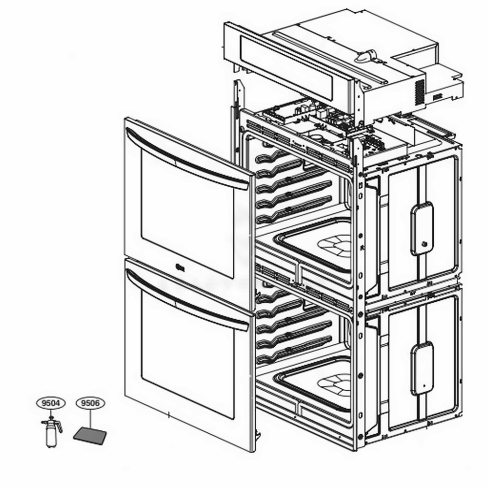 Main Diagram and Parts List for LWD3063ST AS1LLGA LG Wall Oven