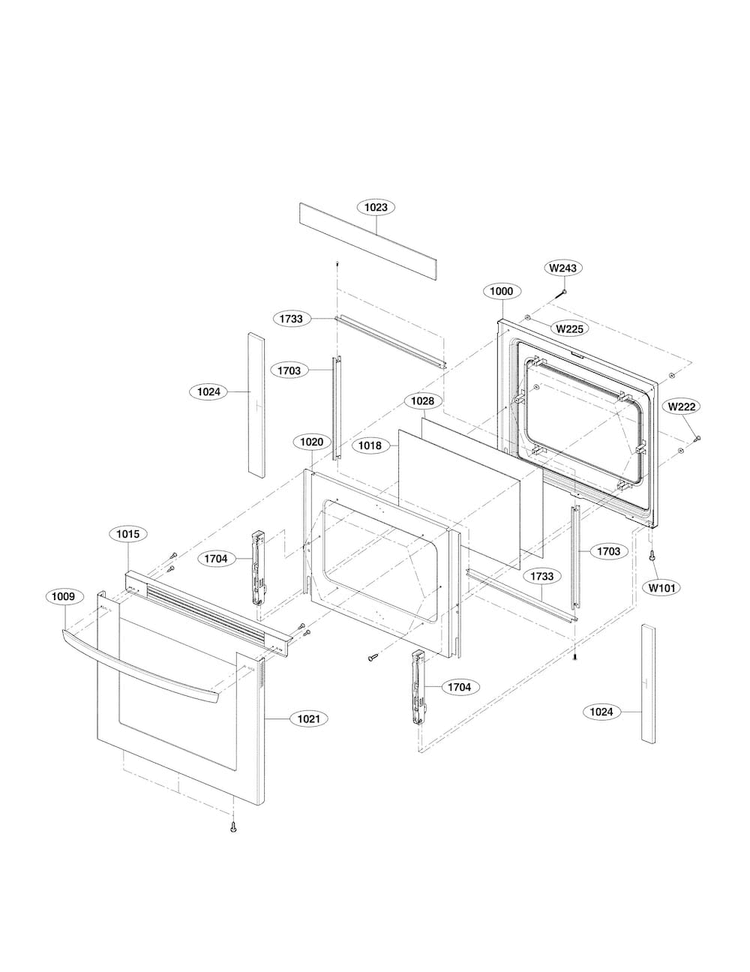 Door Parts Diagram and Parts List for LRE30453ST 02 LG Range