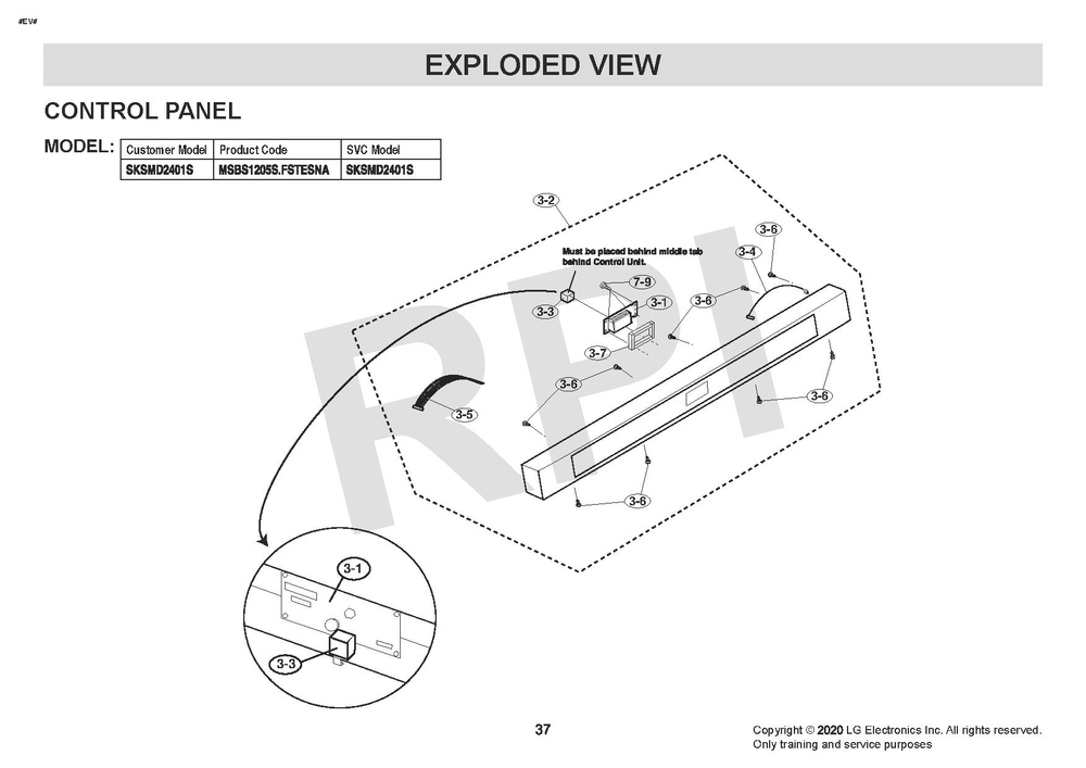 Diagram 1 Diagram and Parts List for SKSMD2401S  LG Microwave