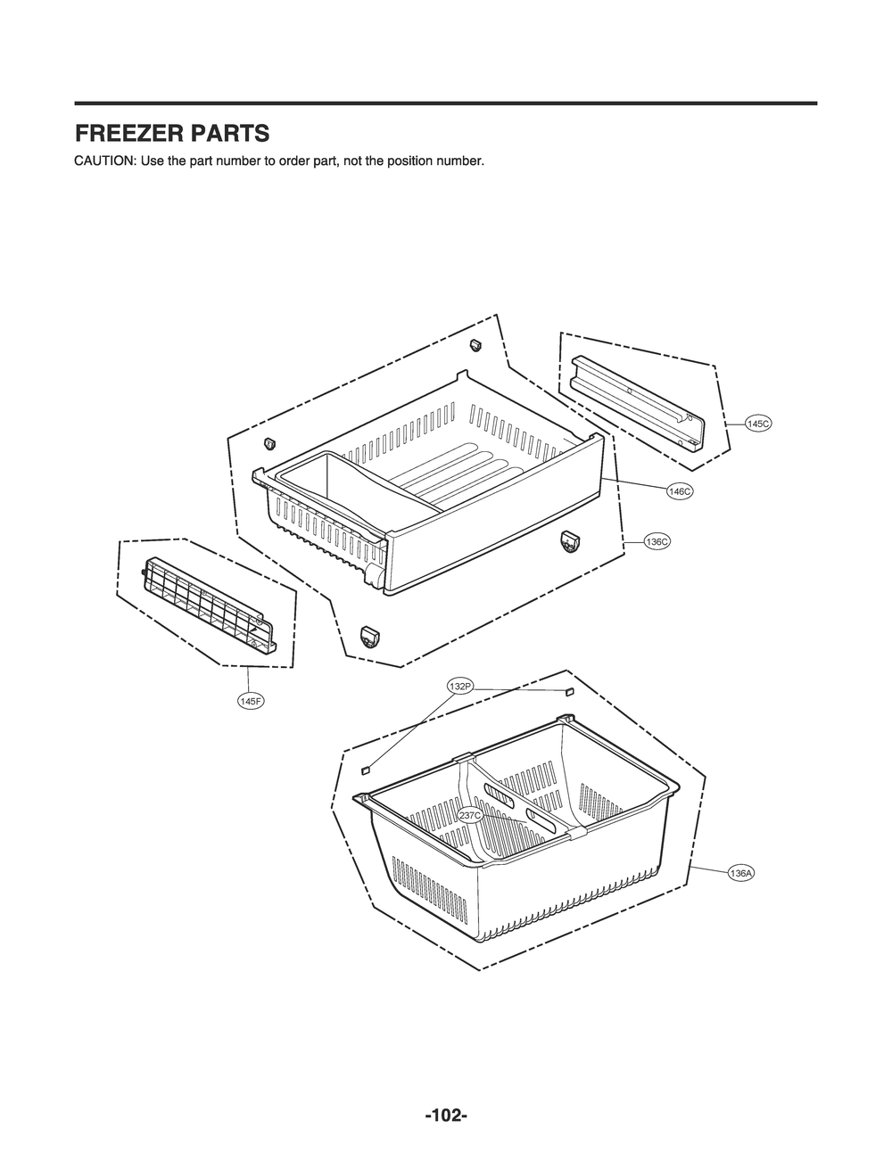 Freezer Parts Diagram and Parts List for GR-L268NSXH ASTCNA2 LG Refrigerator