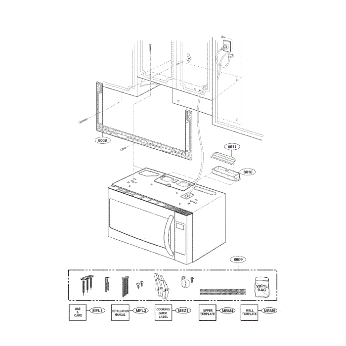 Installation Diagram and Parts List for LMVH1711ST 00 LG Microwave
