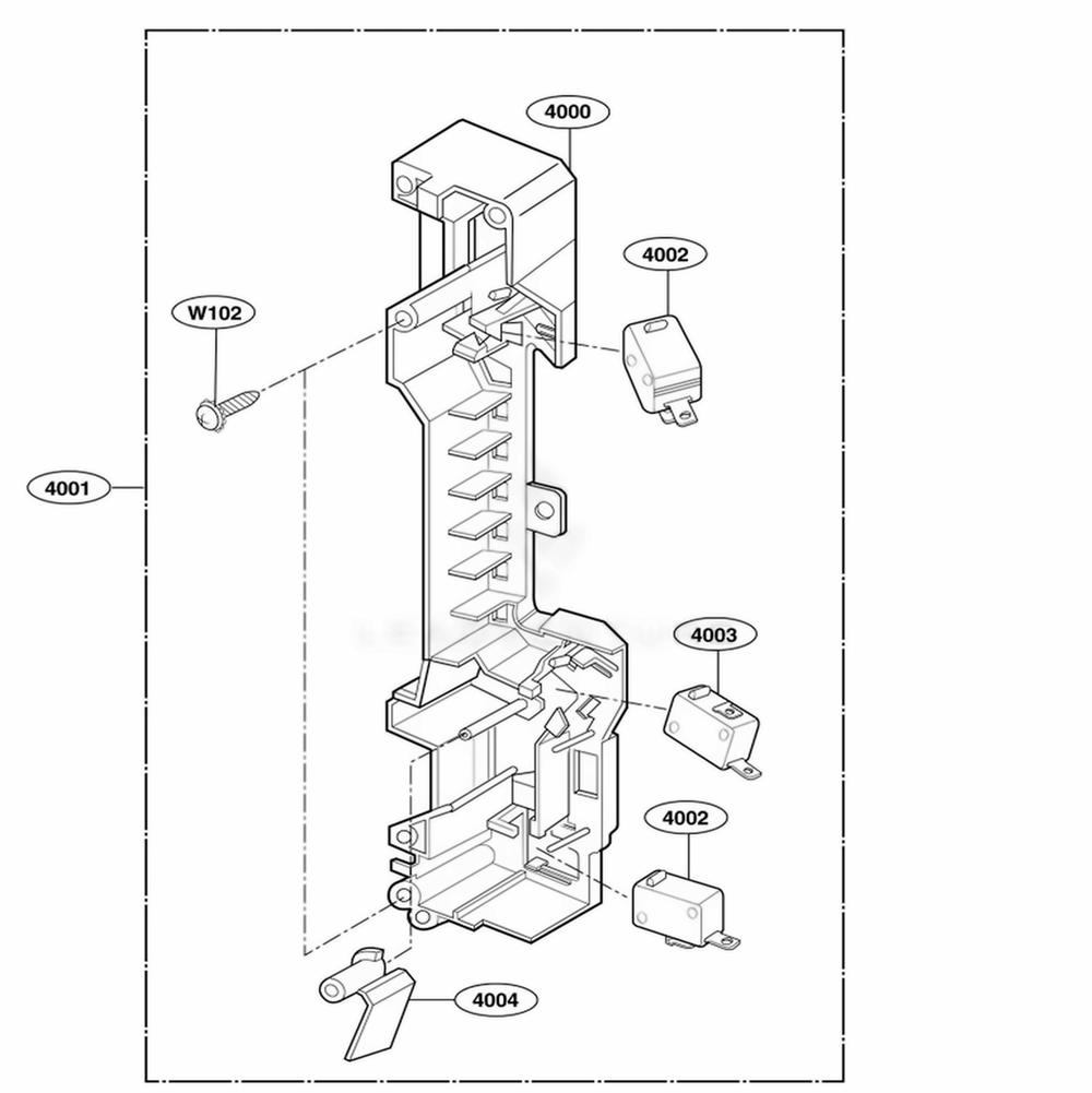 Latch Board Parts Diagram and Parts List for 80832 AWHESEA LG Range
