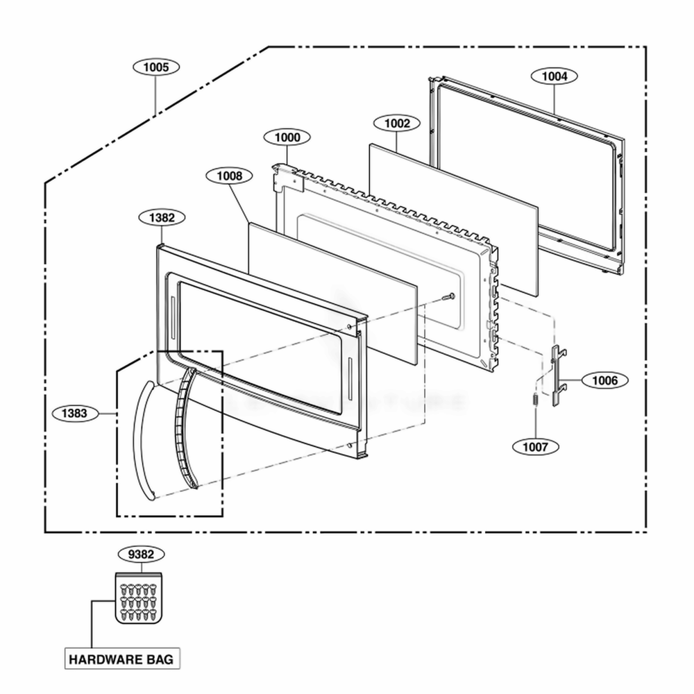 Door Parts Diagram and Parts List for JVM1540DMBB CBKEGEU LG Range