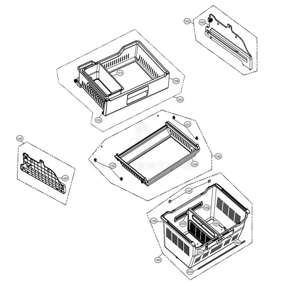 Freezer Parts Diagram and Parts List for 73165 ANSCSE1 LG Refrigerator