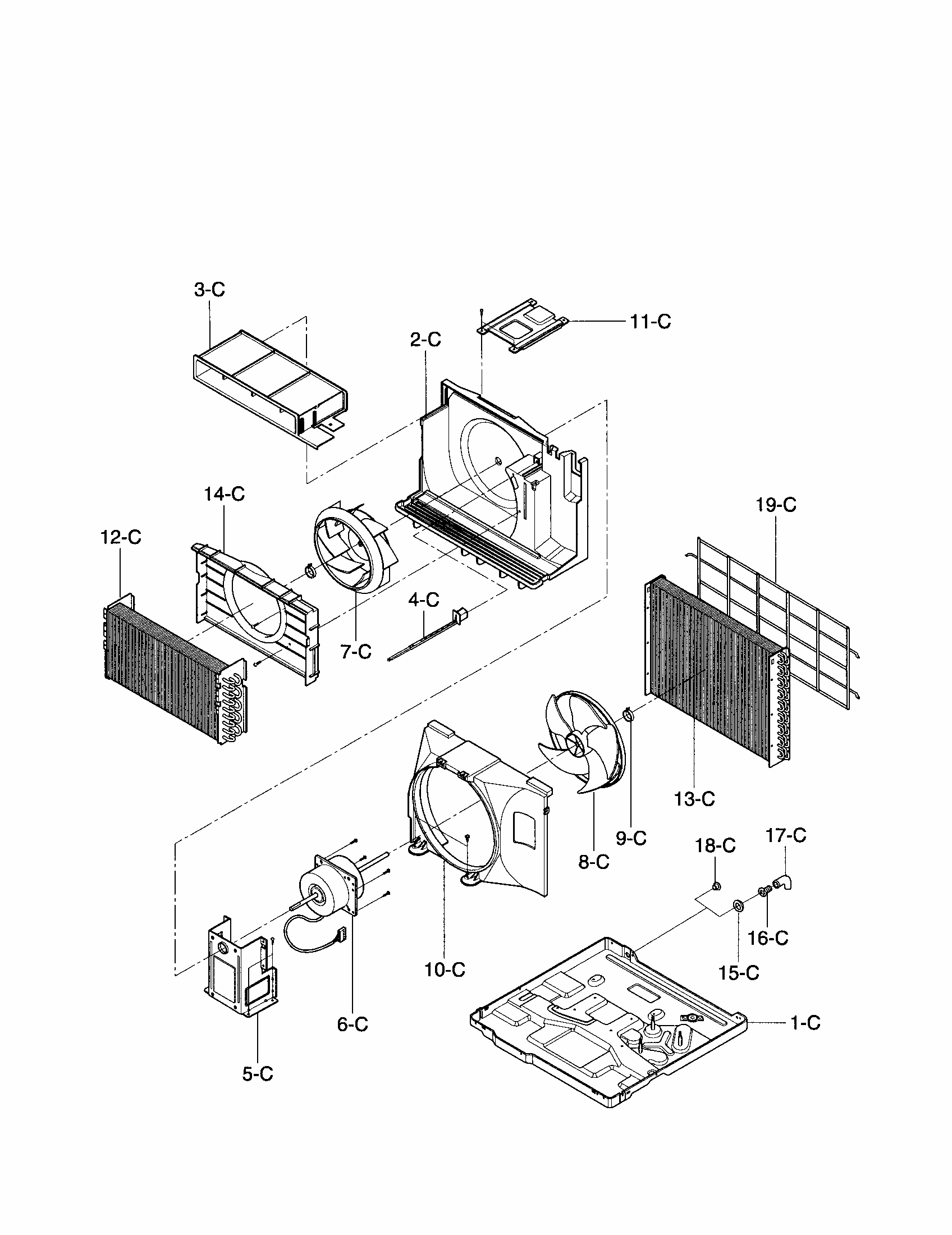 Air Handling And Cycle Diagram and Parts List for 58075281500  Kenmore Air Conditioner