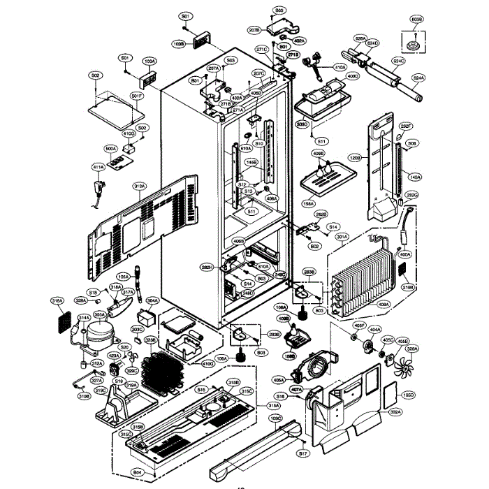 Case Diagram and Parts List for LFX21960ST 00 LG Refrigerator