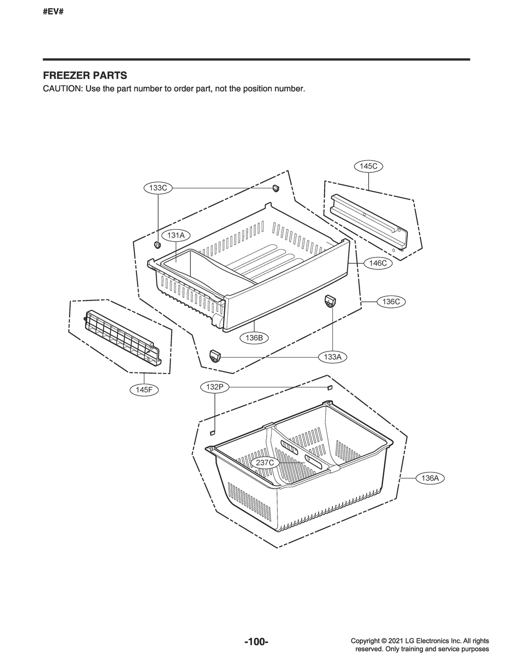 Freezer Parts Diagram and Parts List for GR-L228NKSM ASBCNAA LG Refrigerator