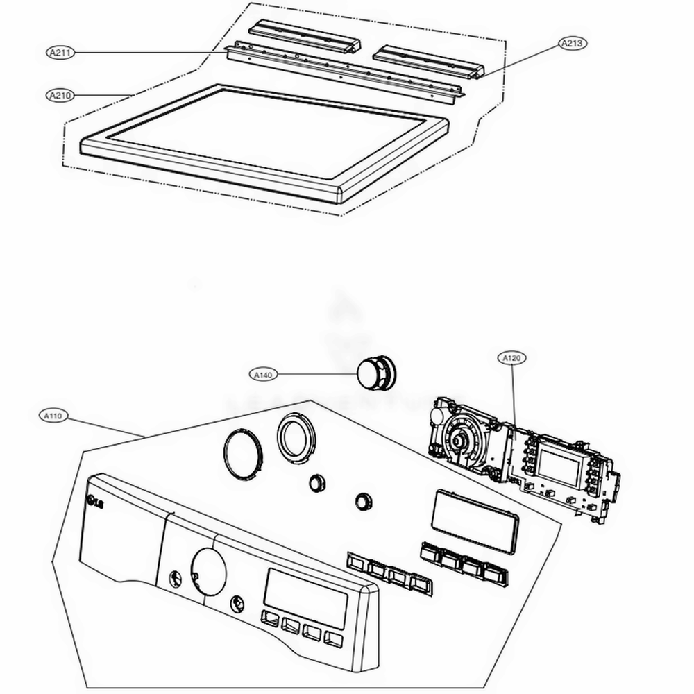 Control Panel And Plate Assembly Diagram and Parts List for DLGX4371W ABWEEUS LG Dryer