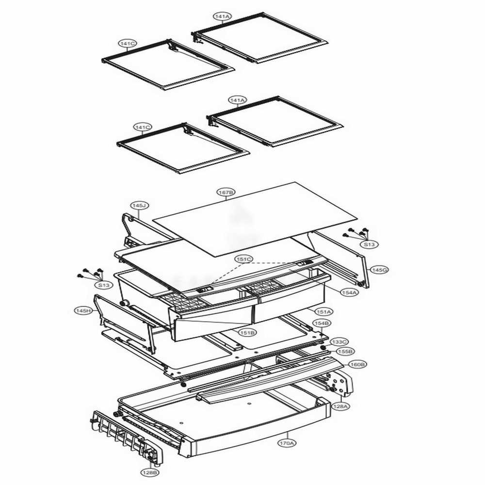 Refrigerator Parts Diagram and Parts List for LFNS22520S ASTCNA2 LG Refrigerator