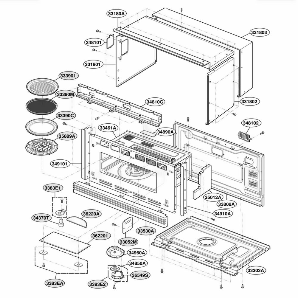 Oven Cavity Parts Diagram and Parts List for SCB2000CBB ABKLGEU LG Range