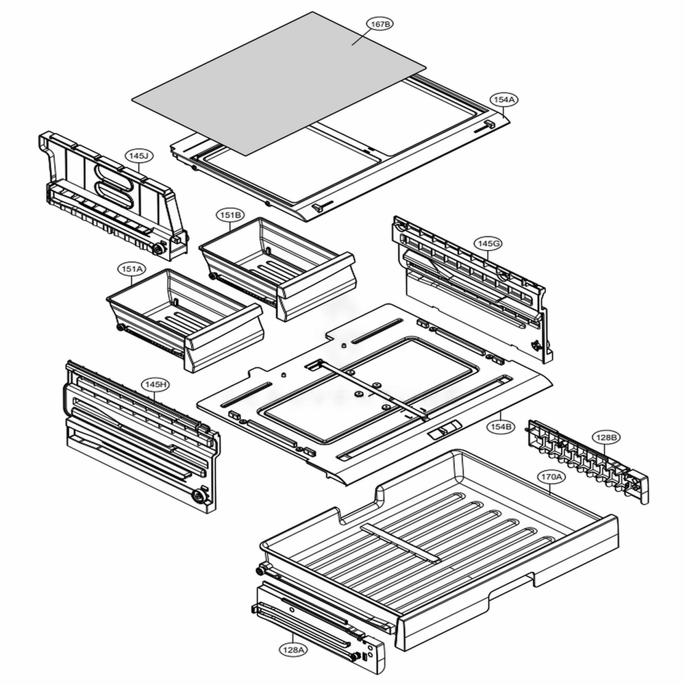 Refrigerator Parts - Pantry Diagram and Parts List for 78099 AWB1SER LG Refrigerator