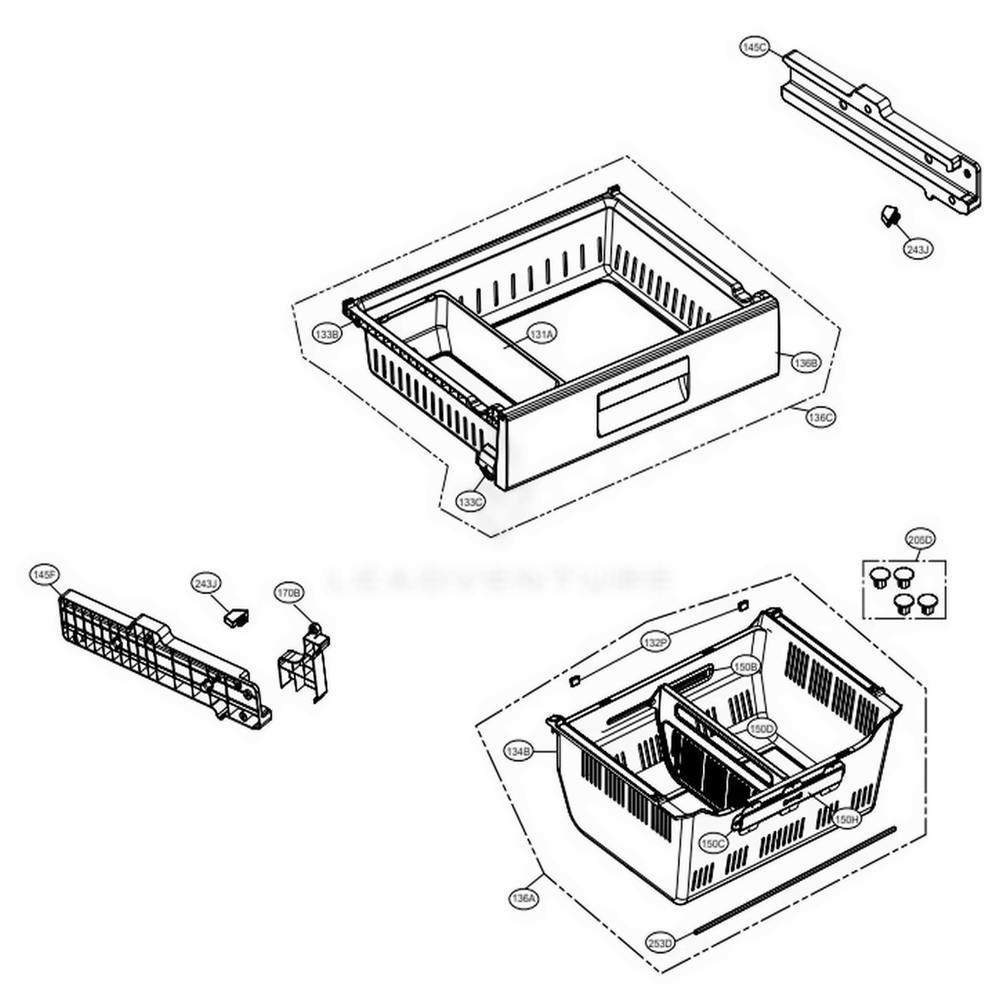 Freezer Parts Diagram and Parts List for LFX29945ST ASTCNA2 LG Refrigerator