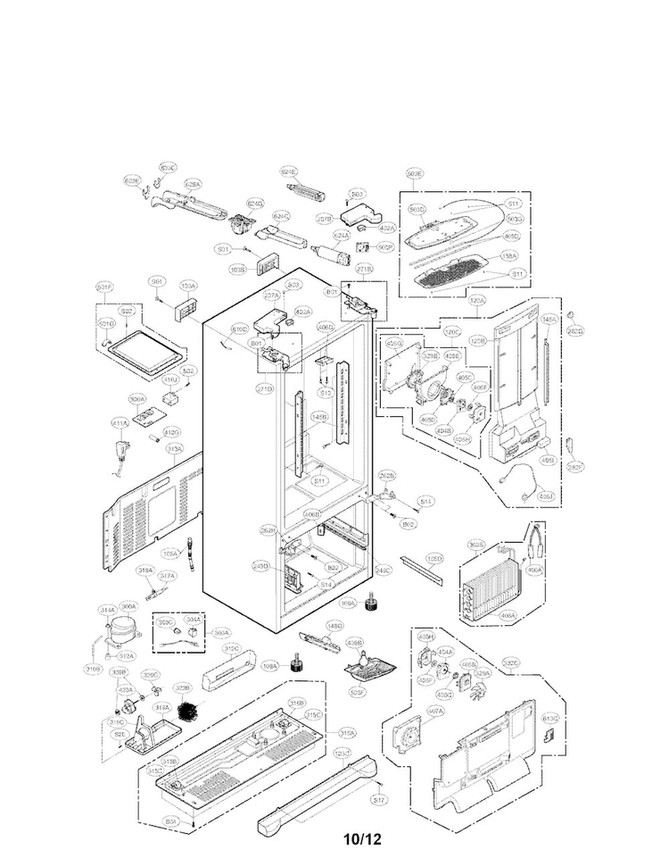Case Parts Diagram and Parts List for LFX28978ST 02 LG Refrigerator