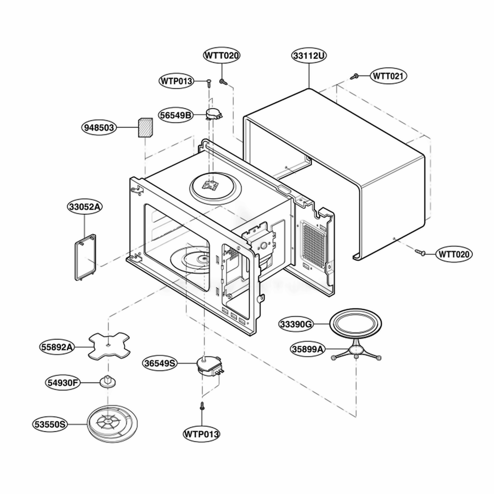 Oven Cavity Parts Diagram and Parts List for PLMB186KC AS3EGEU LG Range