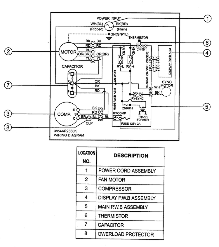 Wiring Diagram Diagram and Parts List for M6003R  LG Air Conditioner