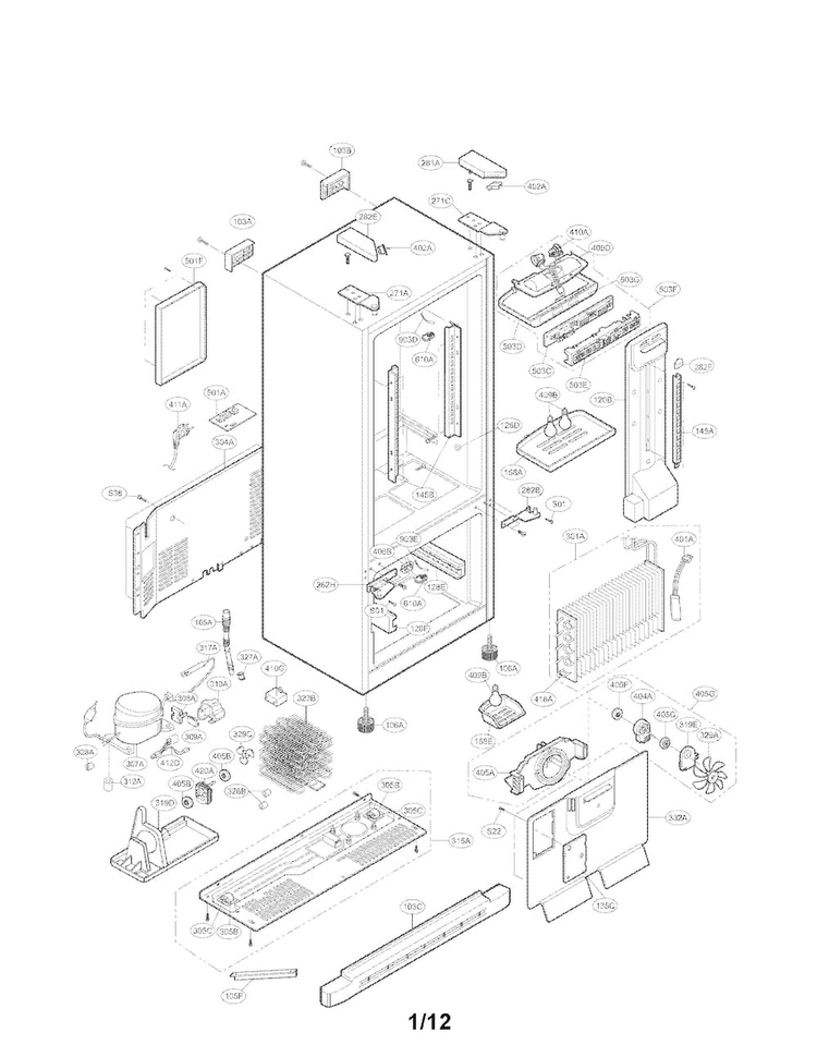 Case Parts Diagram and Parts List for LFC20760ST 06 LG Refrigerator
