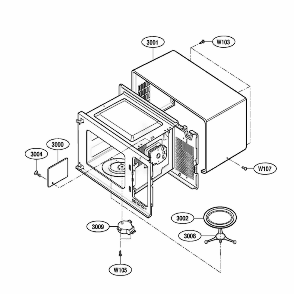 Oven Cavity Parts Diagram and Parts List for MBBB CBKEBSH LG Wall Oven