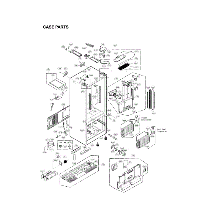 Case Diagram and Parts List for LFX31925ST 03 LG Refrigerator