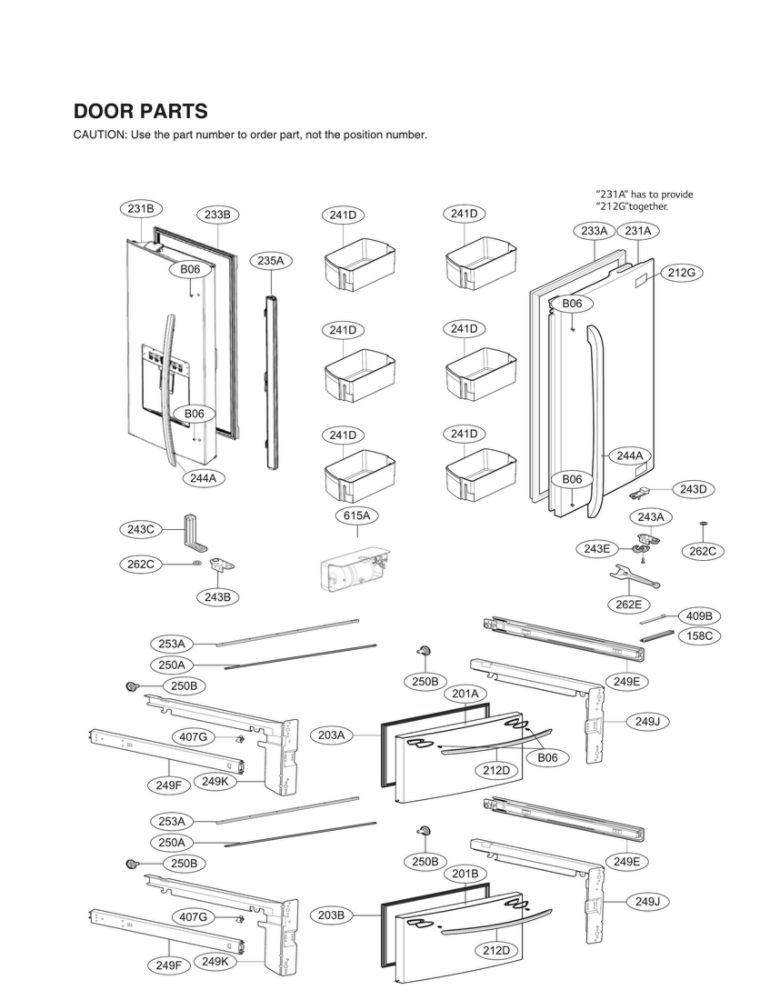 Door Parts Diagram and Parts List for LRMWS2906S 00 LG Refrigerator