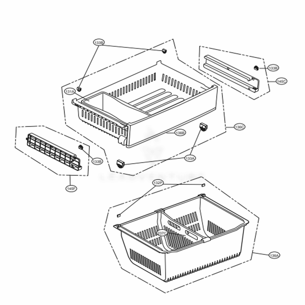 Freezer Parts Diagram and Parts List for LFXS28968D ASBCNA3 LG Refrigerator