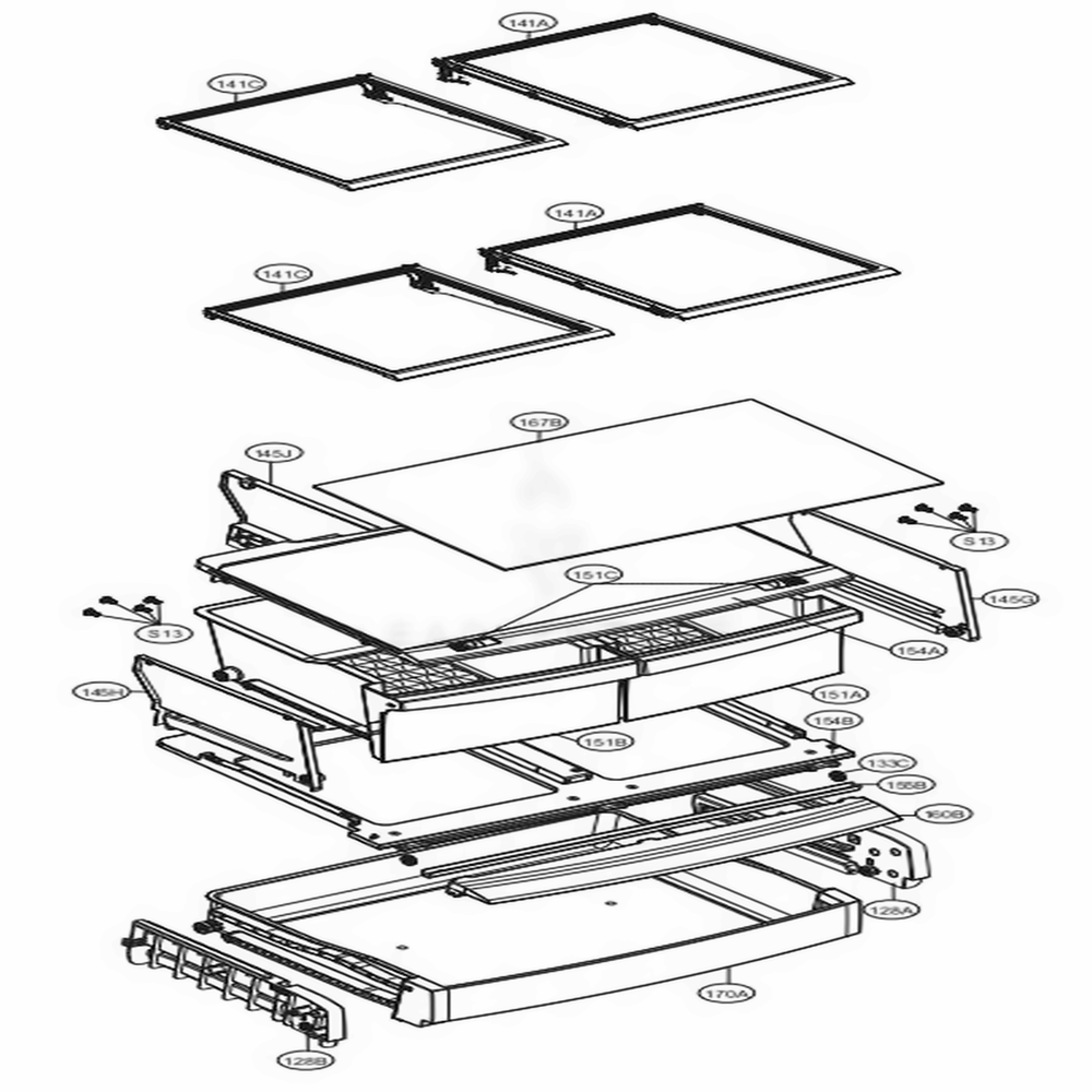 Refrigerator Parts Diagram and Parts List for LFCS22520B AWBCNA0 LG Refrigerator