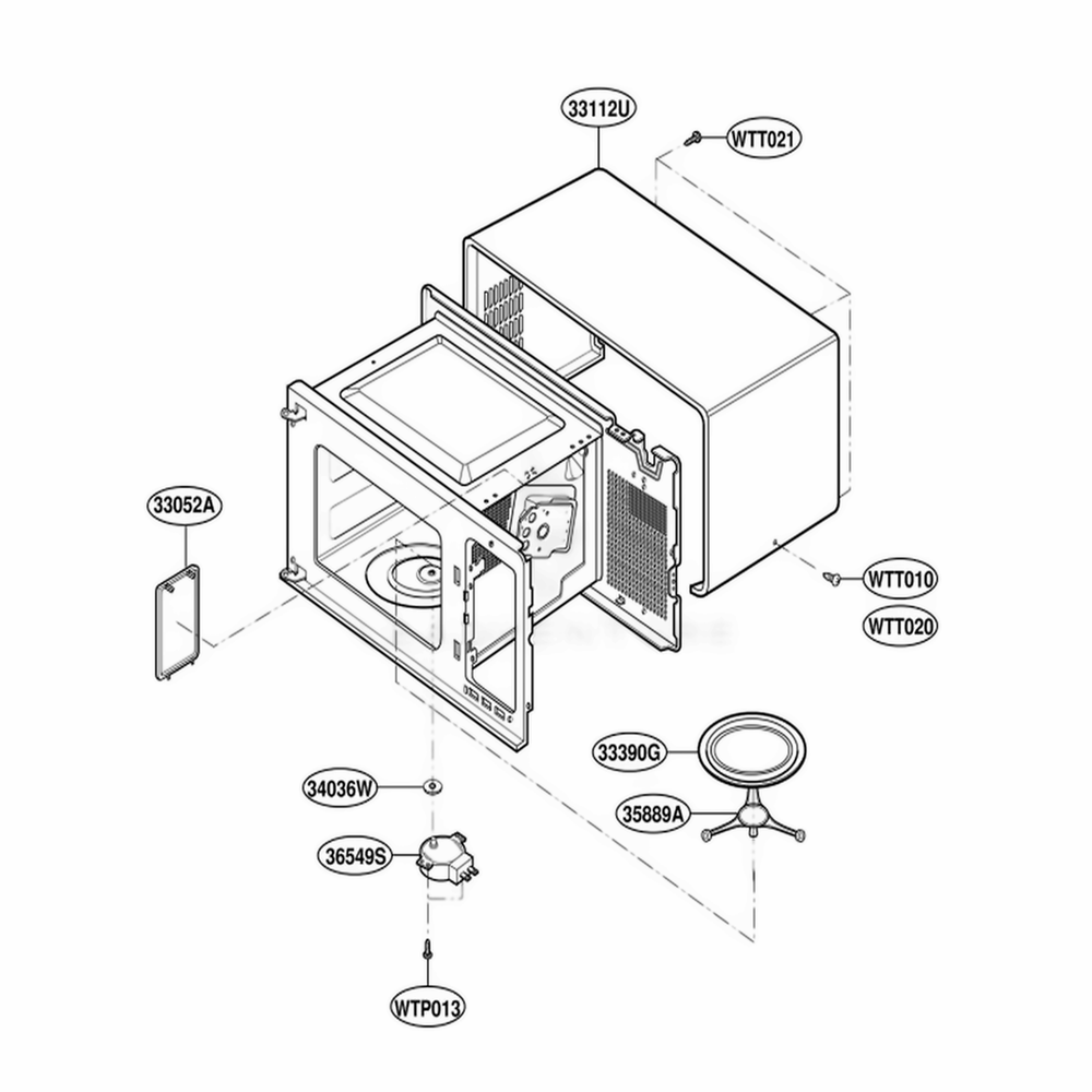 Oven Cavity Parts Diagram and Parts List for MS113YG KMWEGSC LG Range