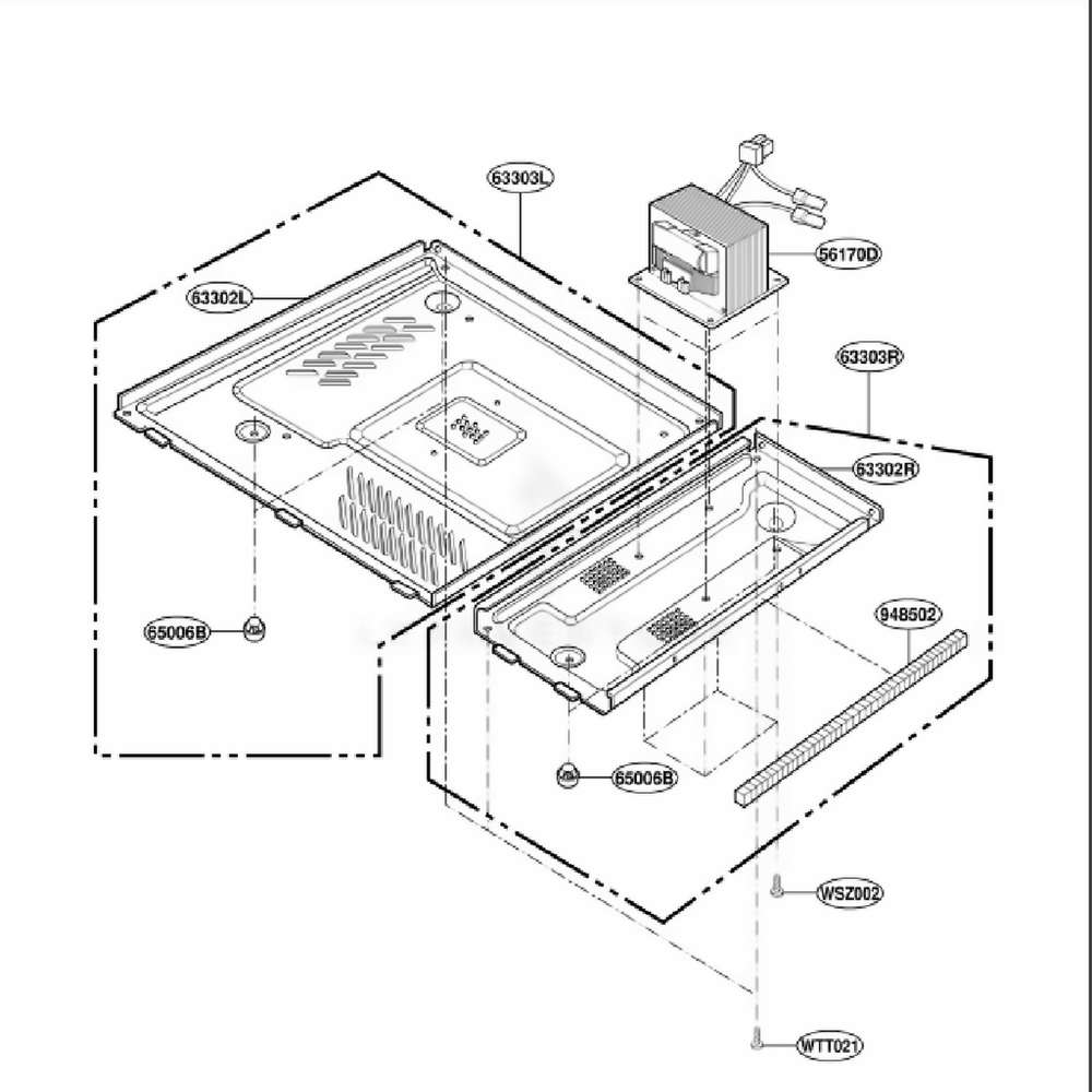 Base Plate Parts Diagram and Parts List for JE1860CH CBSEGEU LG Wall Oven