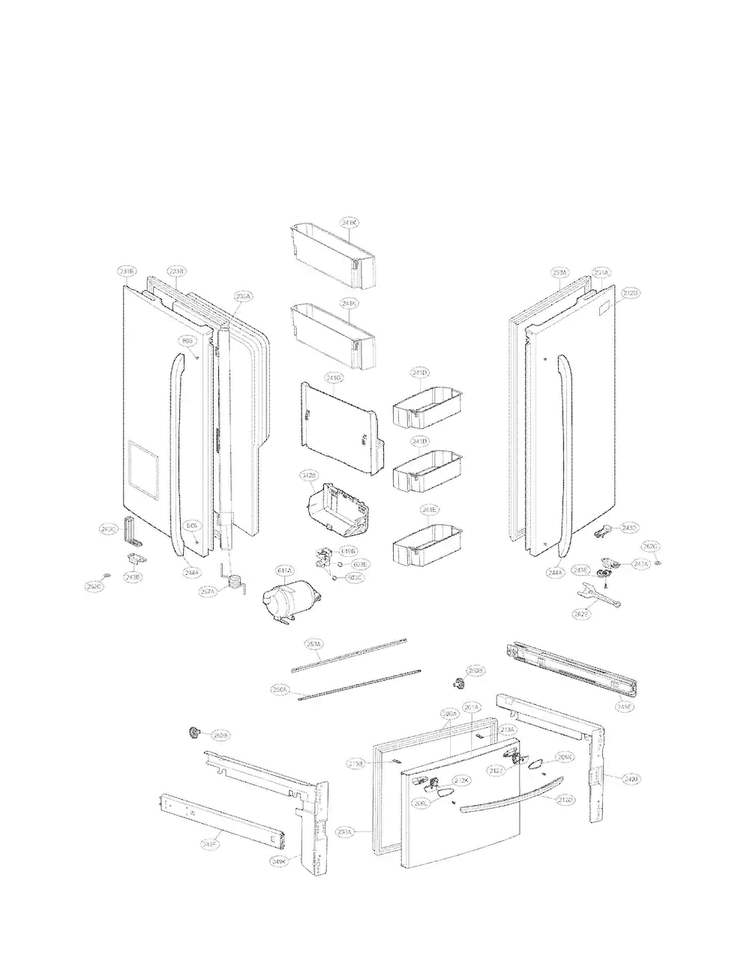 Door Parts Diagram and Parts List for LFX28968ST 01 LG Refrigerator