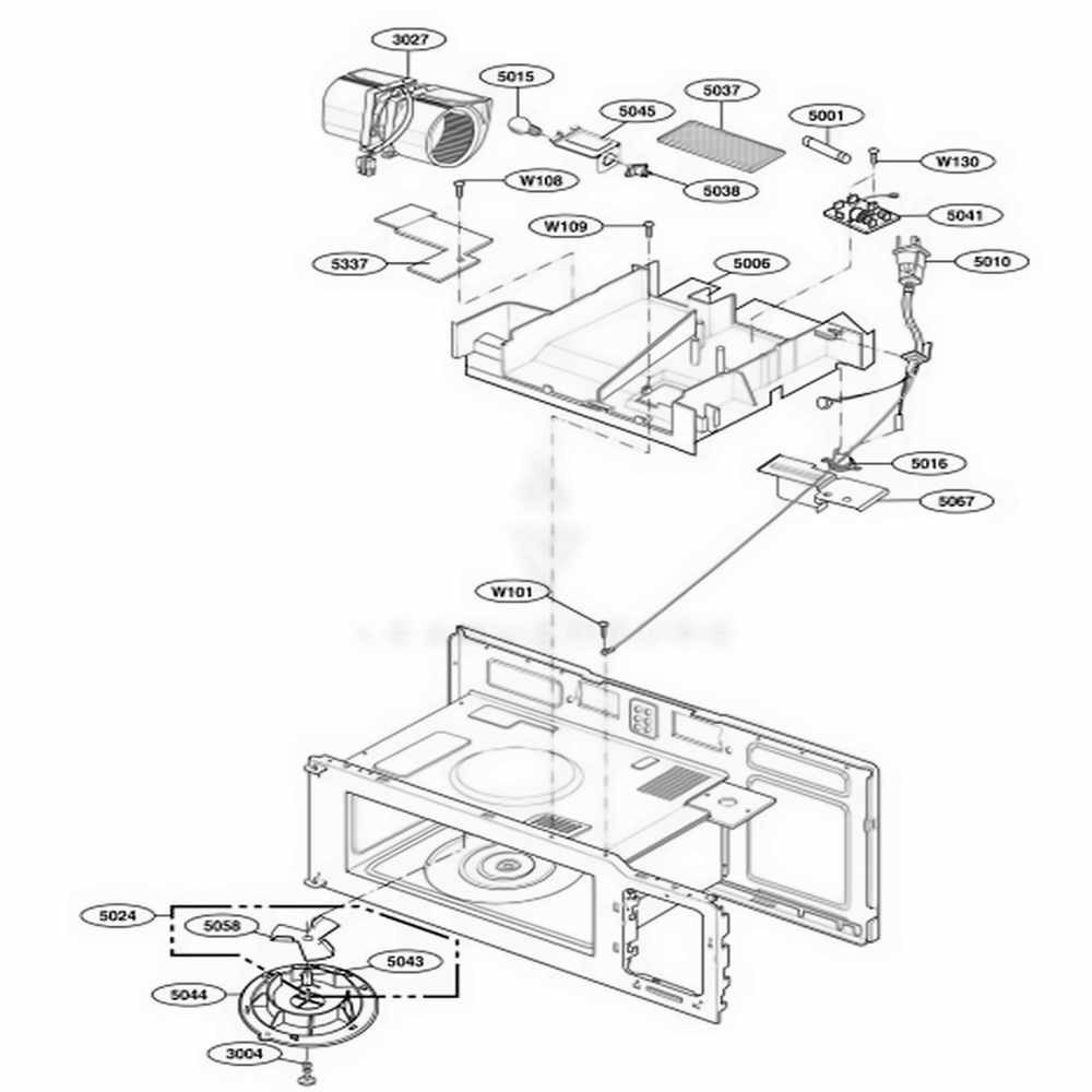 Interior Parts 2 Diagram and Parts List for 85029 CBKESEA LG Range