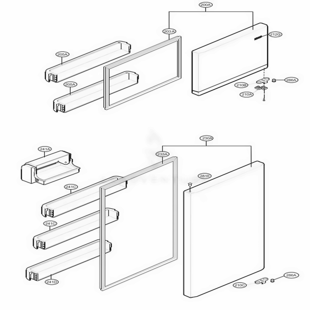 Door Parts Diagram and Parts List for LTCS20220B AWBCNA4 LG Refrigerator