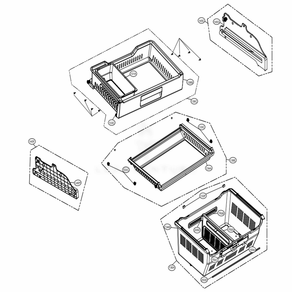 Freezer Parts Diagram and Parts List for 73165 ANSCSE0 LG Refrigerator