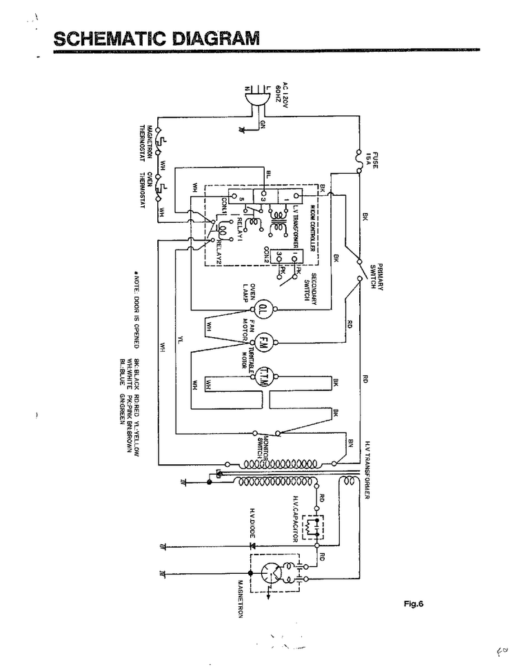 Schematic Diagram and Parts List for MA-1164M  LG Microwave