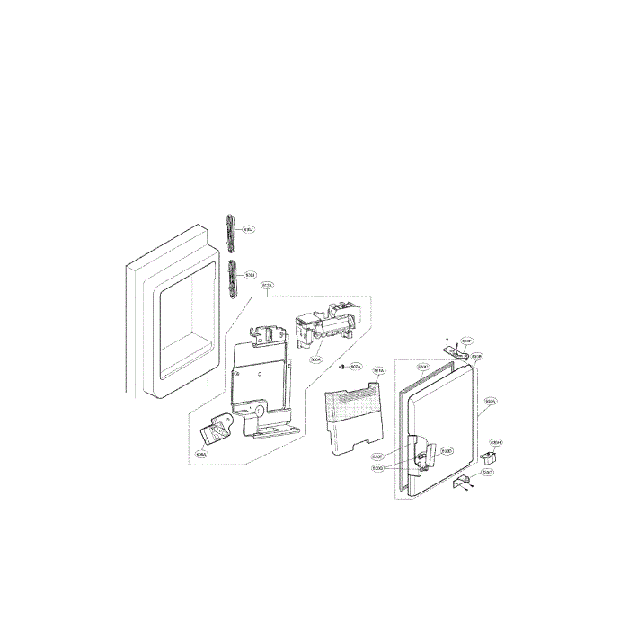 Ice Maker And Ice Bin Diagram and Parts List for LFX28968SB 00 LG Refrigerator