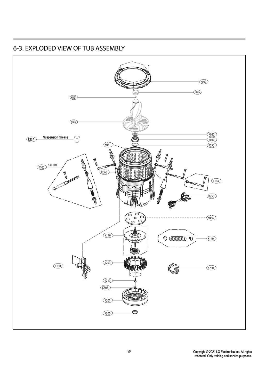 Tub Assembly Diagram and Parts List for T14A4SEHBW ABWETUS LG Washer