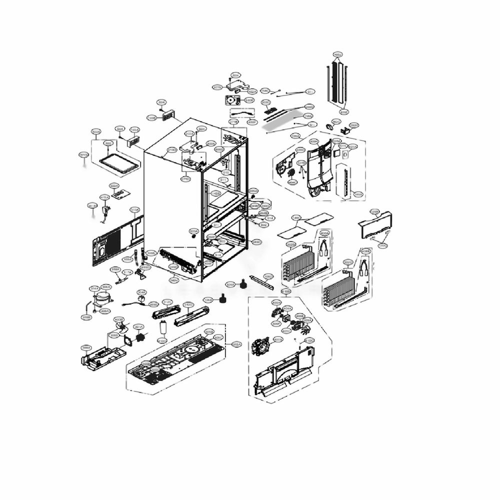 Case Parts Diagram and Parts List for LMXS30776S ASTCNA1 LG Refrigerator