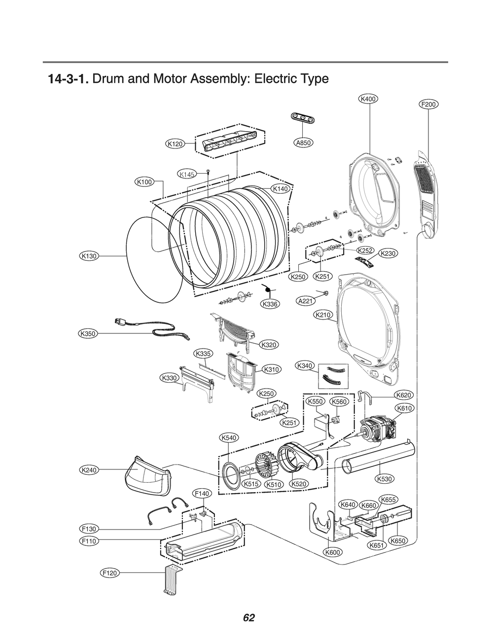 Drum And Motor Assembly Diagram and Parts List for RV10A9A18W ABWEEUS LG Dryer
