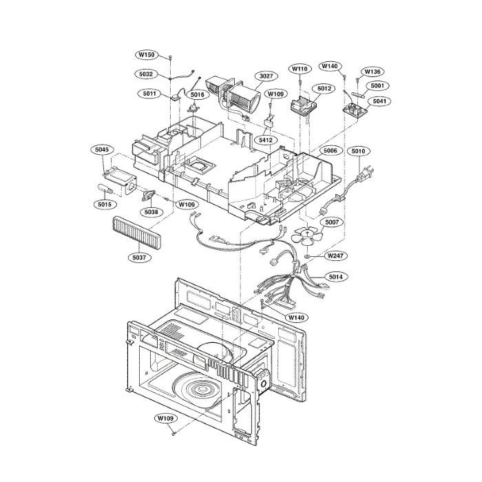Interior 2 Diagram and Parts List for LMV2053ST 00 LG Microwave