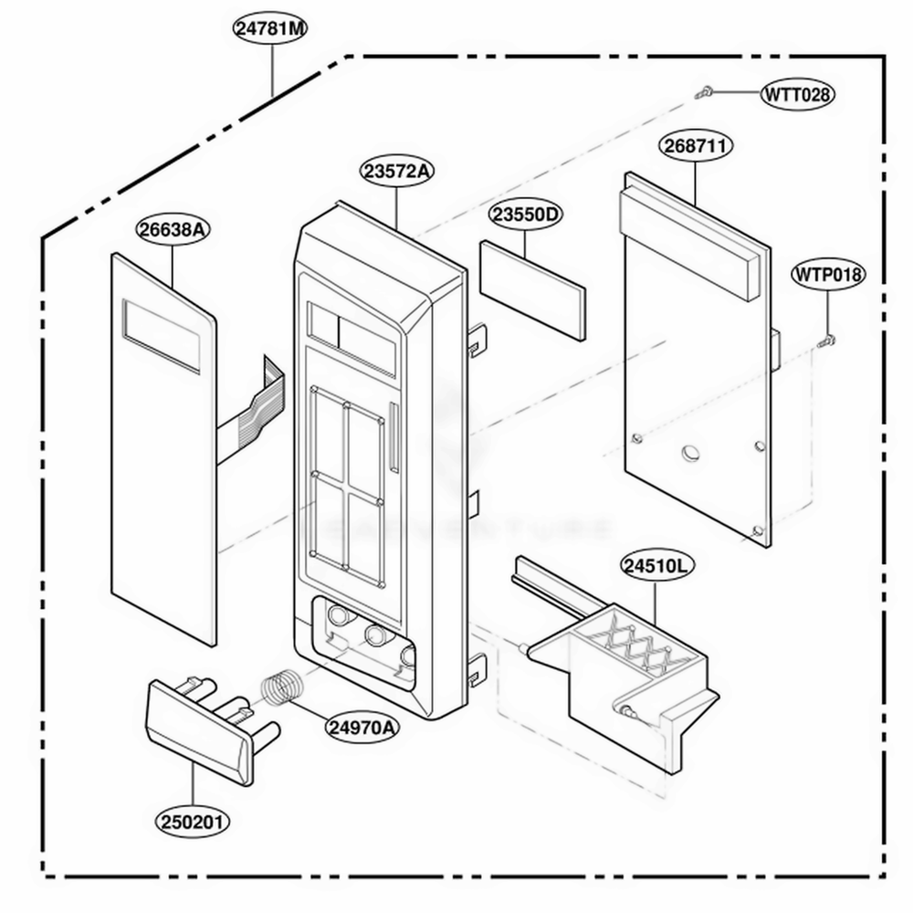 Control Parts Diagram and Parts List for JE1340WC AMWEGEU LG Range
