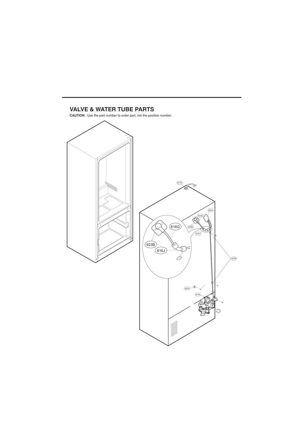 Valve And Water Tube Parts Diagram and Parts List for GC-L218VSXZ ASTCNA5 LG Refrigerator