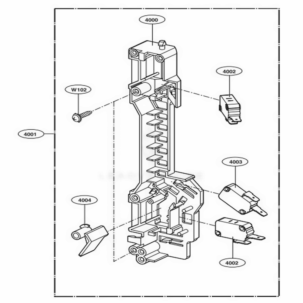 Latch Board Parts Diagram and Parts List for LMV1765ST CS2ELNA LG Range