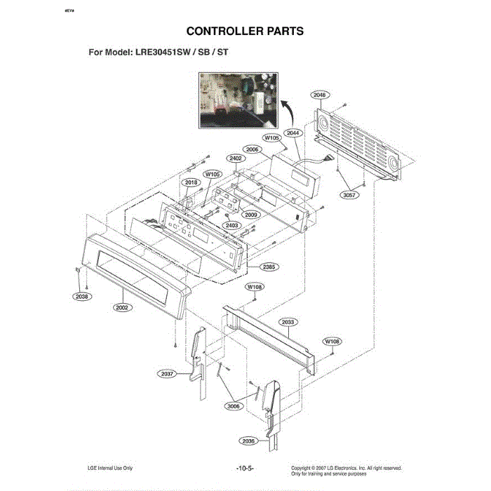 Section 1 Diagram and Parts List for LRE30451ST ASTELGA LG Range