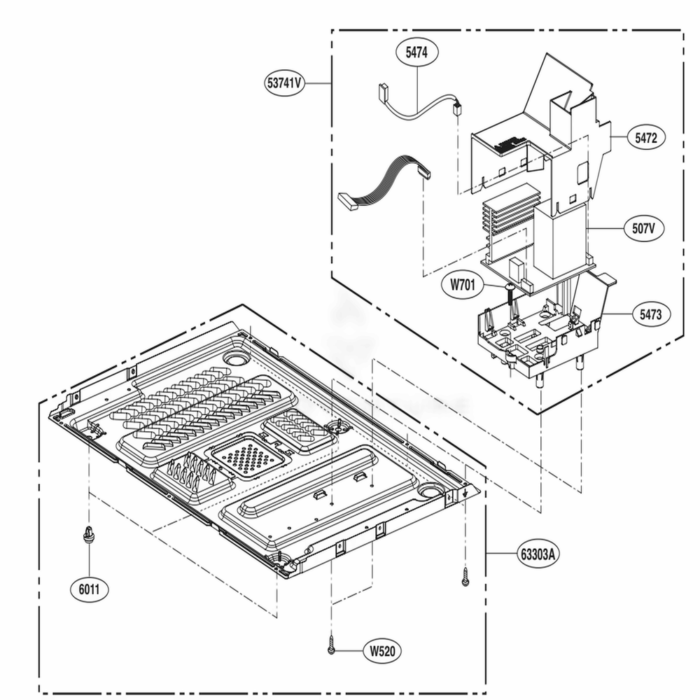Base Plate Parts Diagram and Parts List for MS1536GIR CBKELEC LG Range