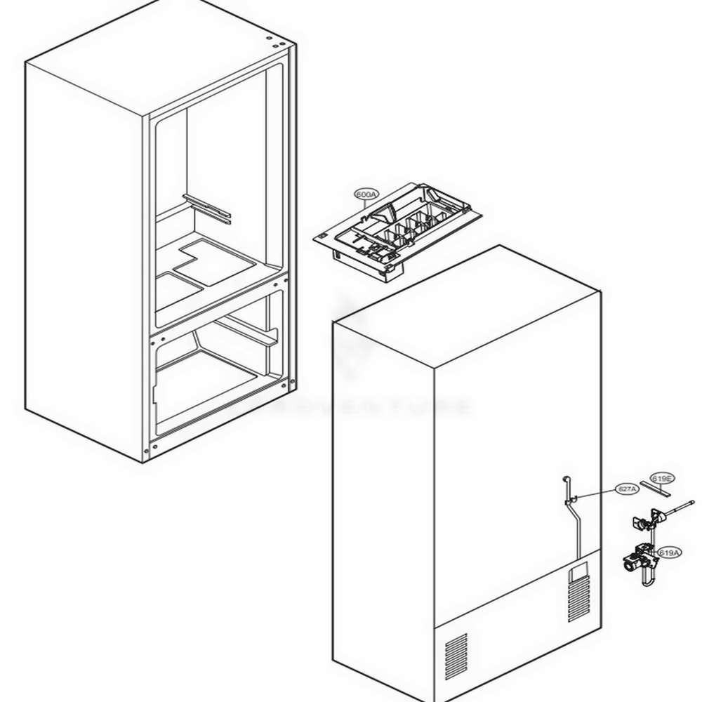 Ice Maker Parts Diagram and Parts List for 79022 ASWCSE1 LG Refrigerator